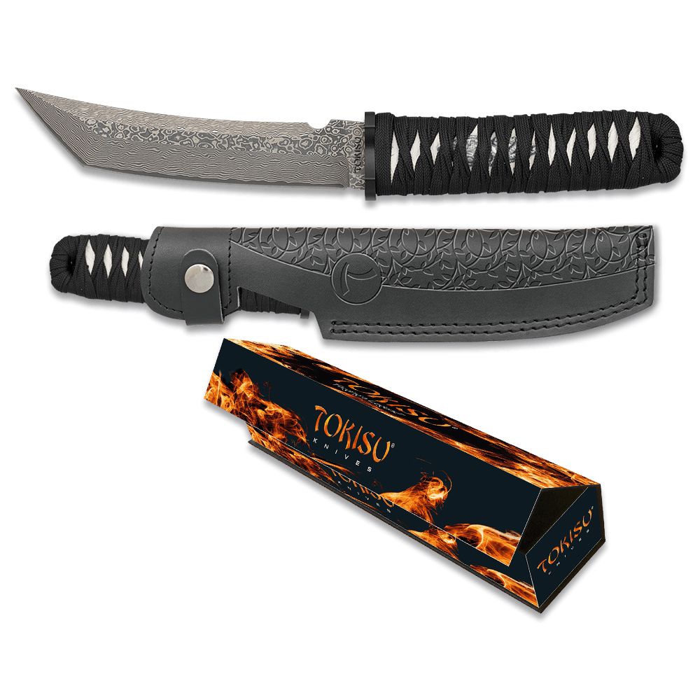 CUCHILLO TANTO DAMASCO TOKISU Negro cuchillo ARTE y ACERO 