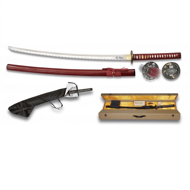 Katana Oishi Kuranosuke avec étui, boite, 2 tsubas et kit de nettoyage