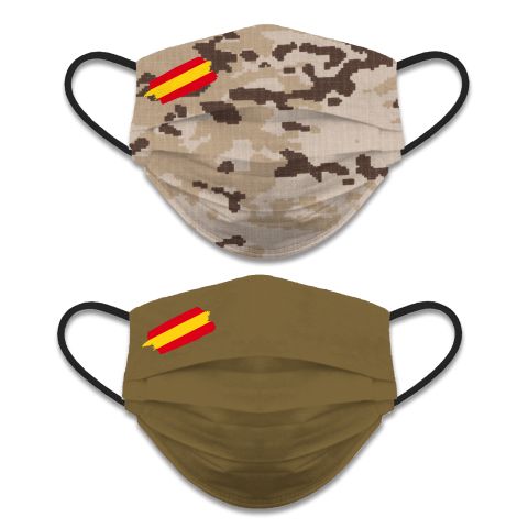 MÁSCARA REUTILIZÁVEL REVERSÍVEL Deserto Camuflado do Exército da Espanha