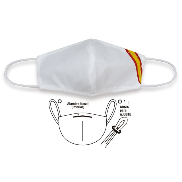 MASCARILLA TNT REUTILIZABLE BANDERA ESPAÑA SAMTO Blanca mascarillas Solo Artes Marciales 