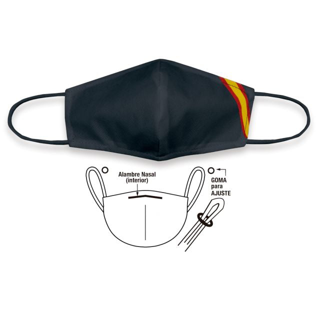 MASCARILLA TNT REUTILIZABLE BANDERA ESPAÑA SAMTO Negra