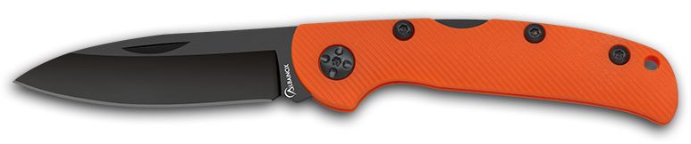 Navaja Back Lock – Cachas de nylon naranja, hoja 8 cm (acabado negro) Navajas ARTE y ACERO 