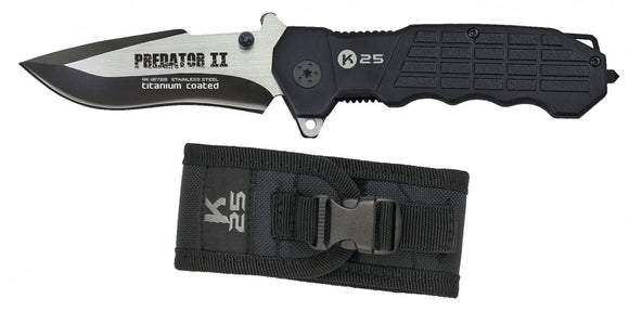 Navaja K25 Predator II – Hoja 9,3 cm (7Cr17MoV), Liner Lock, Flipper y clip