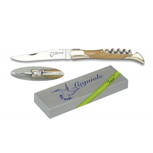 Navaja LAGUIOLE Madera Olivo 9 cm sacacorchos