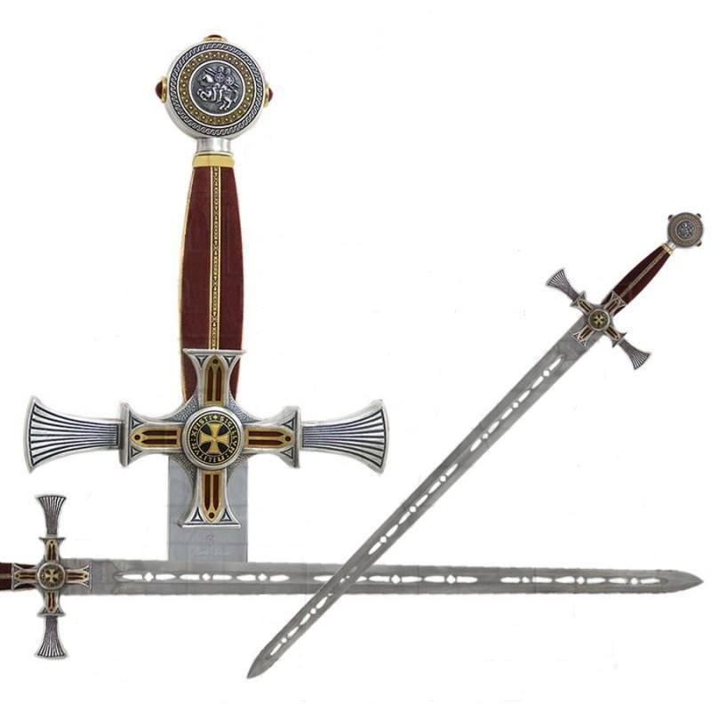 Epée des templiers en acier damas 120 cm - ARTE y ACERO